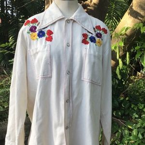 Vintage 1970s Mexican heavy cotton shirt